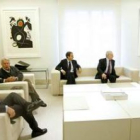 El ex ministro Pedro Solbes, Felipe González, Zapatero, el ex presidente de la CE Jacques Delors y l