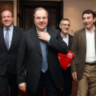 Jesús Terciado, Juan Vicente Herrera,  Ángel Hernández y Agustín Prieto, ayer en Valladolid.