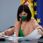 La ministra Carolina Darias, en la rueda de prensa tras el consejo interterritorial. JUAN CARLOS HIDALGO