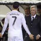 Ancelotti y Ronaldo, durante el encuentro en Eibar.