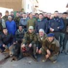 La cuadrilla de cazadores de Campo de Villavidel con los jabalíes abatidos.