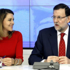 Dolores de Cospedal y Mariano Rajoy durante la celebración del comité ejecutivo del PP.