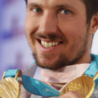 Marcel Hirscher, con los dos oros conquistados ya en los Juegos de Corea.