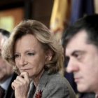 Elena Salgado, minstra de Economía y Hacienda, durante la presentación de los datos.