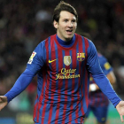 El videomarcador refleja cuando Messi empató a César.