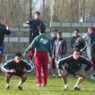 Suárez, a la derecha de la imagen, al lado de Sergio durante una sesión de entrenamiento