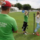 El equipo ponferradino, en plena competición en el estadio de La Eragudina de Astorga.