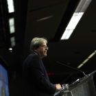 Paolo Gentiloni en su comparecencia en la sede de Bruselas. FRANCISCO SECO