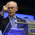 El presidente del Consejo Europeo, Herman Van Rompuy, en rueda de prensa tras la reunión.