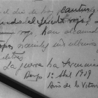 Telegrama de Franco anunciando el final de la guerra civil.