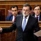 El presidente Rajoy durante la sesión de control, esta mañana.
