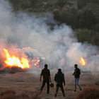 Enfrentamientos entre palestinos y el Ejército israelí en la frontera este de Gaza. MOHAMMED SABER