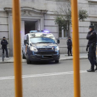 Un furgón policial en la Audiencia Nacional.