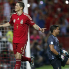 Torres celebra su gol ante Bolivia. El delantero anotó el penalti cometido sobre Javi Martínez