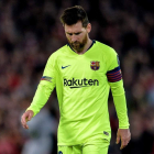 Messi no olvida la dolorosa derrota frente al Liverpool. NEIL HALL