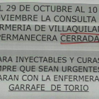 Cartel colgado en el consultorio de Villaquilambre.