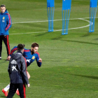 Luis Enrique presencia un entrenamiento en la concentración de la selección española.
