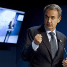 Zapatero, durante la rueda de prensa posterior al Consejo Europeo en Bruselas.