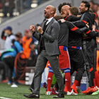 Guardiola celebra la remontada del Bayern ante el Oporto en la eliminatoria anterior.