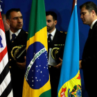 Jefes de la policia de Brasil tras la detención de García Juliá. F. BIZERRA