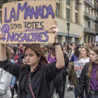 Huelga feminista por el Día de la Mujer en Via Laietana.