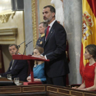El rey Felipe VI durante el discurso que pronunció con motivo del 40º aniversario de las elecciones de 1977.