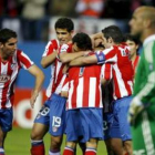 Celebración del último gol del Atlético ante el Liverpool.