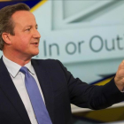 Una imagen del primer ministro británico, David Cameron, en el programa de Sky News de la noche del jueves.