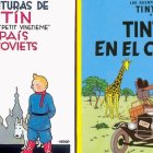Portadas de los cómics Tintín en el país de los soviets y Tintín en el Congo.