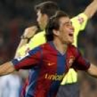 Bojan celebra su primer gol como jugador del primer equipo blaugrana