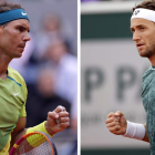 Rafa Nadal peleará hoy ante Ruud por conquistar su decimocuarto título en Roland Garros. YOAN VALAT