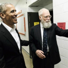 Barak Obama, con David Letterman, en la última ocasión que coincidieron en televisión, en el 2015