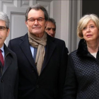 Mas, Ortega y Rigau acompañan a Francesc Homs en el juicio por el 9-N celebrado en Madrid.