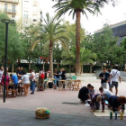 El patio de la Escola del Treball de Barcelona, este sábado por la mañana.