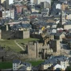 Imagen reciente del casco antiguo de Ponferrada en torno al castillo tomada desde el monte Pajariel