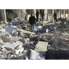Destrozos causados por el bombardeo contra la universidad, este martes en Alepo.