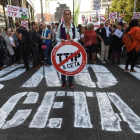 Protesta contra el acuerdo CETA en Bruselas.