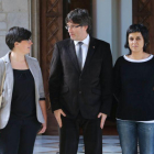 Las exdiputadas de la CUP Mireia Boya (izquierda) y Anna Gabriel (derecha), dos de las investigadas como miembros de la plana mayor del proceso independentista.