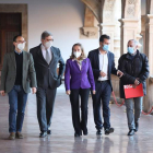 Calviño ayer, en su visita a la Universidad de Salamanca. JMGARCIA