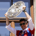 Robert Lewandowski durante la celebración del título de Liga con el Bayern de Múnich. RONALD WITTEK