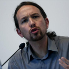 Pablo Iglesias, en la presentación del consejo internacional de economía de Podemos, el pasado miércoles, en Madrid.