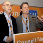 Duran Lleida y Mas, en el acto de CiU.