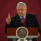Andrés Manuel López Obrador, presidente de México en una conferencia de prensa.