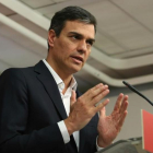 Sánchez, en la sede del PSOE