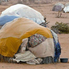 Un niño delante de la choza en la que vive en el campo de refugiados keniano de Dadaab, a 100 kilómetros de la frontera con Somalia.