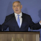 Netanyahu, durante su discurso en una conferencia de organizaciones judías de EEUU, celebrada en Jerusalén, el pasado miércoles, 21 de febrero.