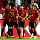 La selección española se desquitó de la derrota frente a Suecia goleando a Georgia con tantos de Gayà, Soler, Ferrán y Sarabia. J. MARTÍN