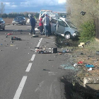 Imagen tomada momentos después del accidente, a la altura de Santibáñez del Porma.