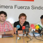 Responsables del sector agroalimentario de Comisiones Obreras en la rueda de prensa.