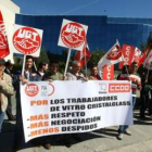 Trabajadores de Vitro en la protesta del miércoles en Camponaraya